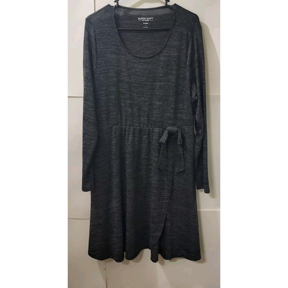 Torrid Dress ,Wrap, Knee Length, Charcoal Gray‎ Super Soft, NWTS,  1X